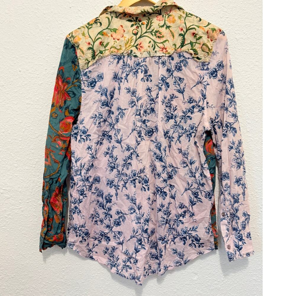 Sundance Floral Patchwork Button Down Shirt Blous… - image 2